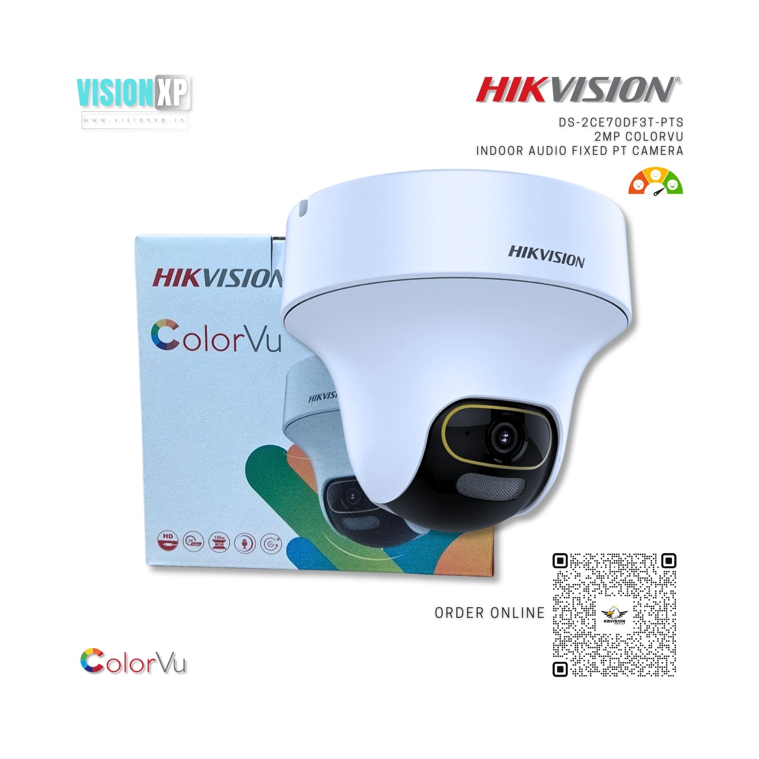 Hikvision DS-2CE70DF3T-PTS 2MP ColorVu Indoor Audio Fixed PT Camera Hikvision DS-2CE70DF3T-PTS 2MP ColorVu Indoor Audio Fixed PT Camera